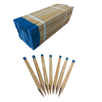 Paliki słupki geodezyjne bukowe 2,5 × 2,5 × 120 cm niebieskie – opakowanie 50 sztuk